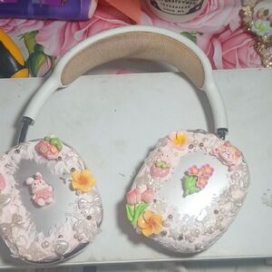 Decorative White and Pink Headphones